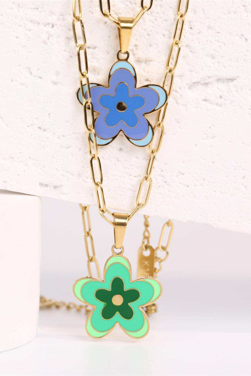 Flower Pendant Stainless Steel Necklace - Trendsi - Flyclothing LLC