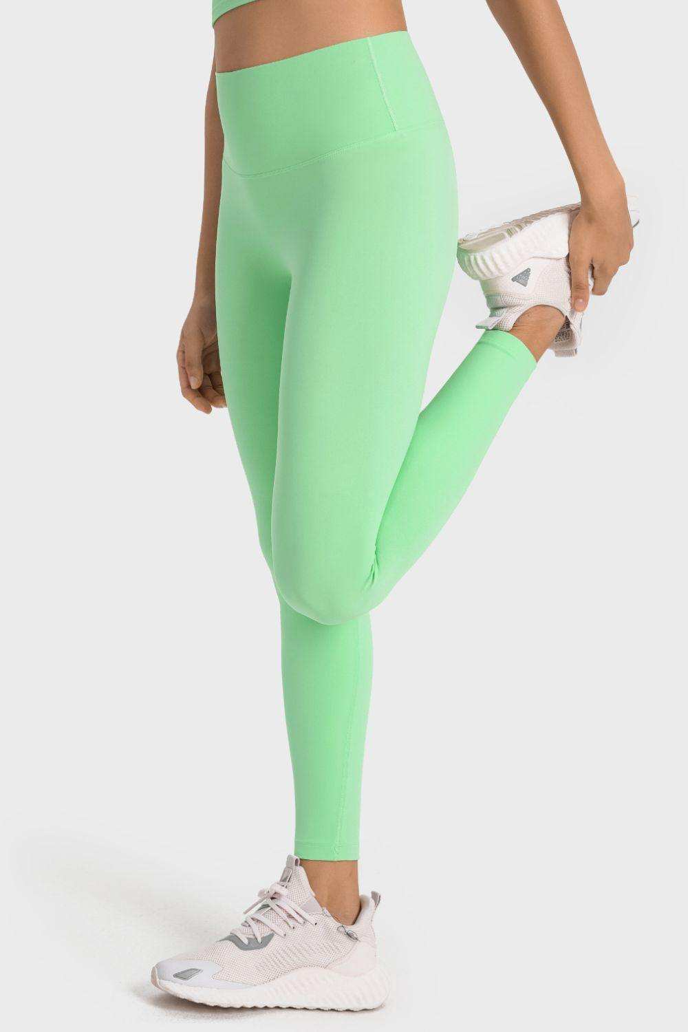High-Rise Wide Waistband Yoga Leggings - Trendsi - Flyclothing LLC