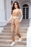 Waffle-Knit Cropped Tank and Drawstring Pants Set - Trendsi - Flyclothing LLC