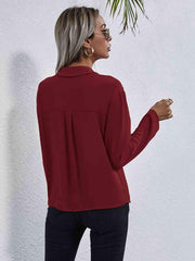 Collared Neck Button Down Shirt - Trendsi