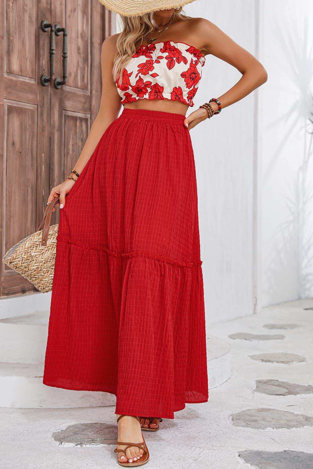 Floral Tube Top and Maxi Skirt Set - Trendsi - Flyclothing LLC