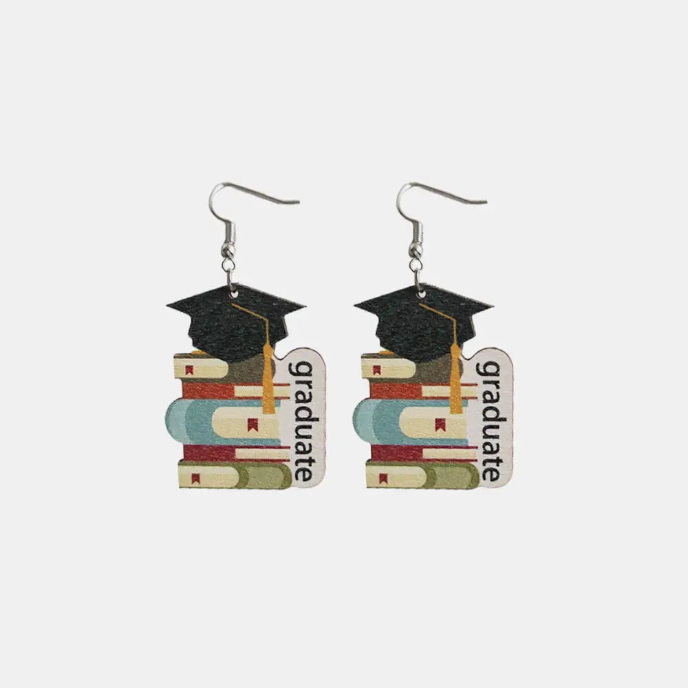 School Theme Wooden Dangle Earrings - Trendsi - Flyclothing LLC