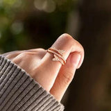 925 Sterling Silver Inlaid Zircon Butterfly Ring - Trendsi