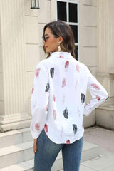 Printed Collared Neck Buttoned Shirt - Trendsi
