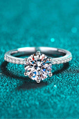 925 Sterling Silver 2 Carat Moissanite Ring - Trendsi - Flyclothing LLC