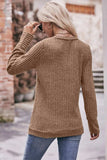 V-Neck Long Sleeve Ribbed Top - Trendsi - Flyclothing LLC