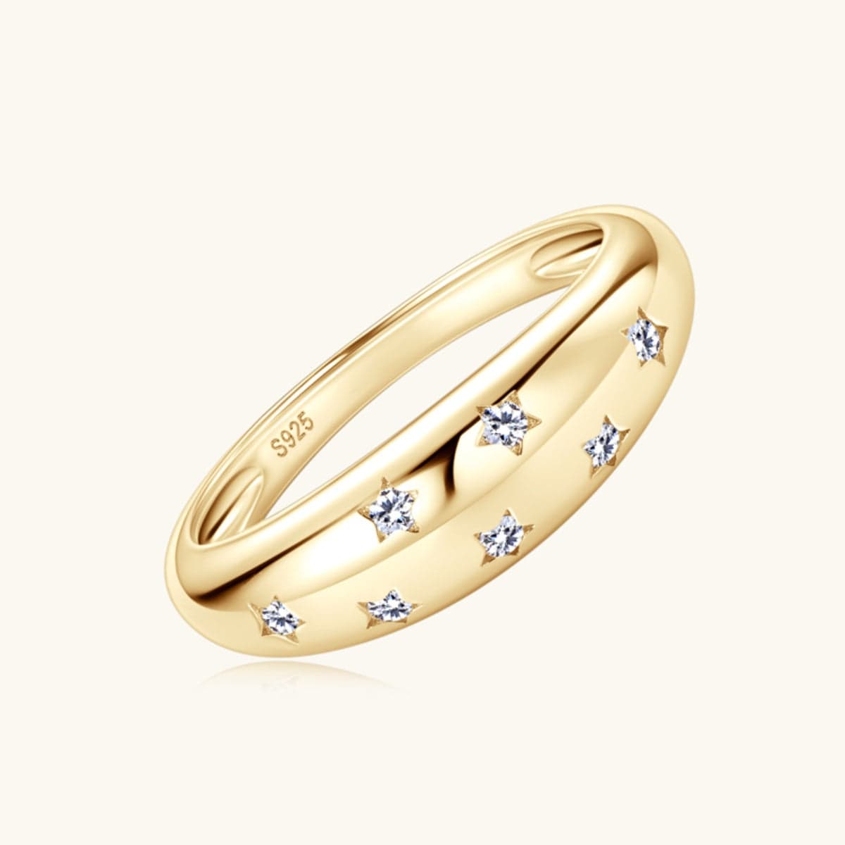 925 Sterling Silver Inlaid Moissanite Star Ring - Trendsi