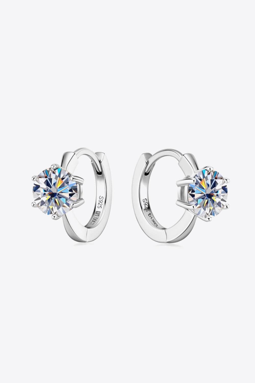 2 Carat Moissanite 925 Sterling Silver Huggie Earrings - Trendsi