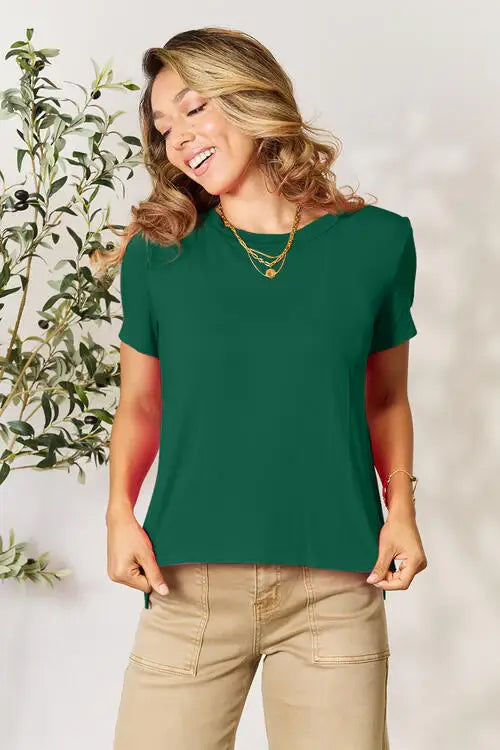 Basic Bae Full Size Round Neck Short Sleeve T-Shirt - Trendsi - Flyclothing LLC