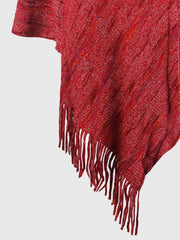 Fringe Hem Hooded Poncho - Trendsi