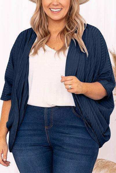 Plus Size Ribbed Cocoon Cover Up - Trendsi - Flyclothing LLC