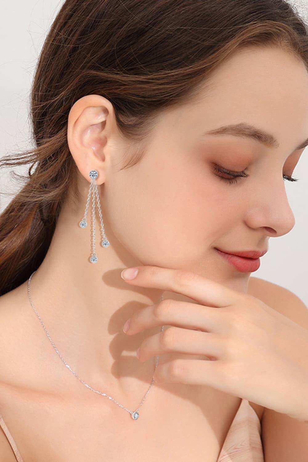 1.2 Carat Moissanite Layered Chain Earrings - Trendsi - Flyclothing LLC