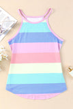 Striped Curved Hem Tank - Trendsi