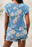 Printed Round Neck Short Sleeve T-Shirt - Trendsi - Flyclothing LLC