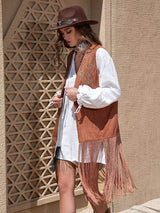 Fringe Hem Open Front Vest - Trendsi - Flyclothing LLC
