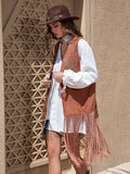 Fringe Hem Open Front Vest - Trendsi