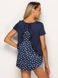 Polka Dot Ruffled Round Neck Top - Trendsi