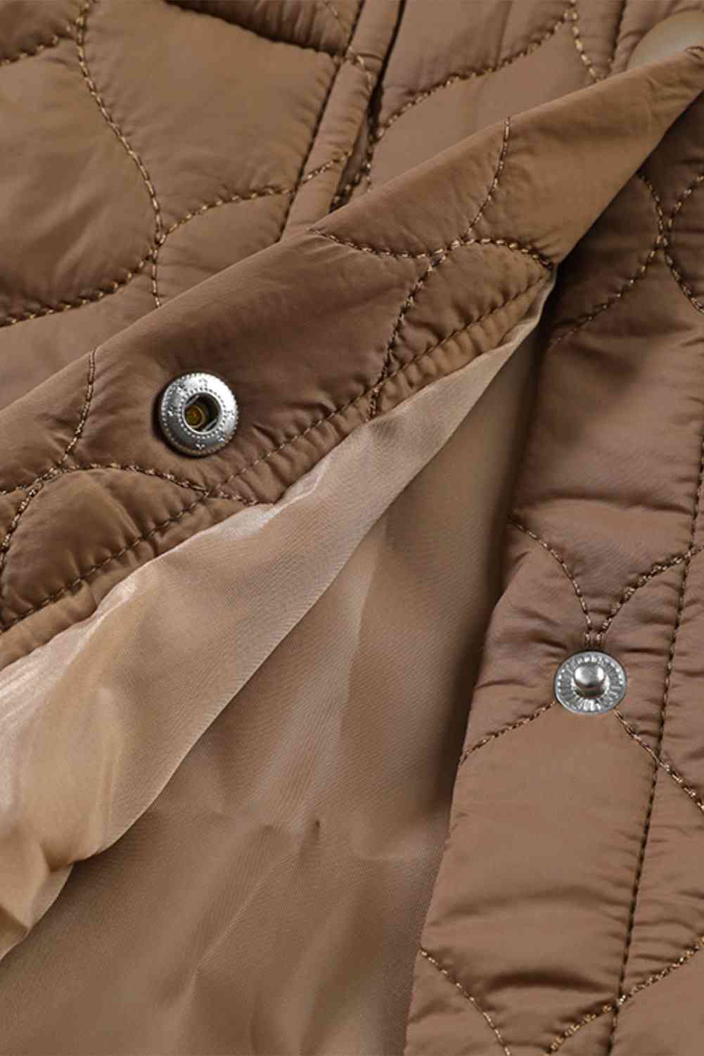 Snap Down Collared Winter Coat - Trendsi - Flyclothing LLC