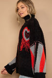 POL Turtleneck Color Block Fringe Detail Sweater - Trendsi
