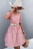Square Neck Short Sleeve Mini Dress - Trendsi - Flyclothing LLC