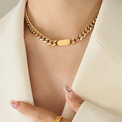 18K Gold-Plated Chain Necklace - Trendsi - Flyclothing LLC