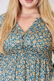 Heimish Full Size Floral Half Button Long Sleeve Blouse - Trendsi - Flyclothing LLC