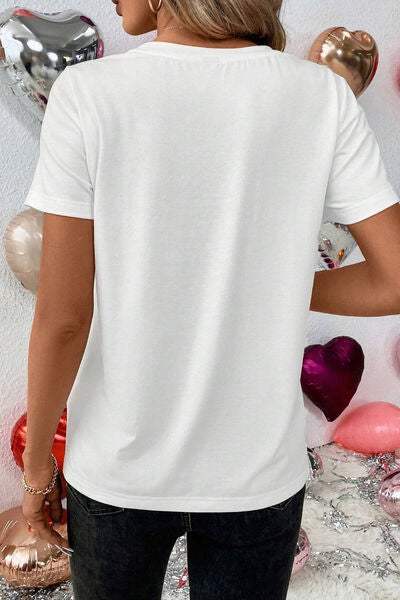 XOXO Lip Graphic Round Neck T-Shirt - Trendsi - Flyclothing LLC