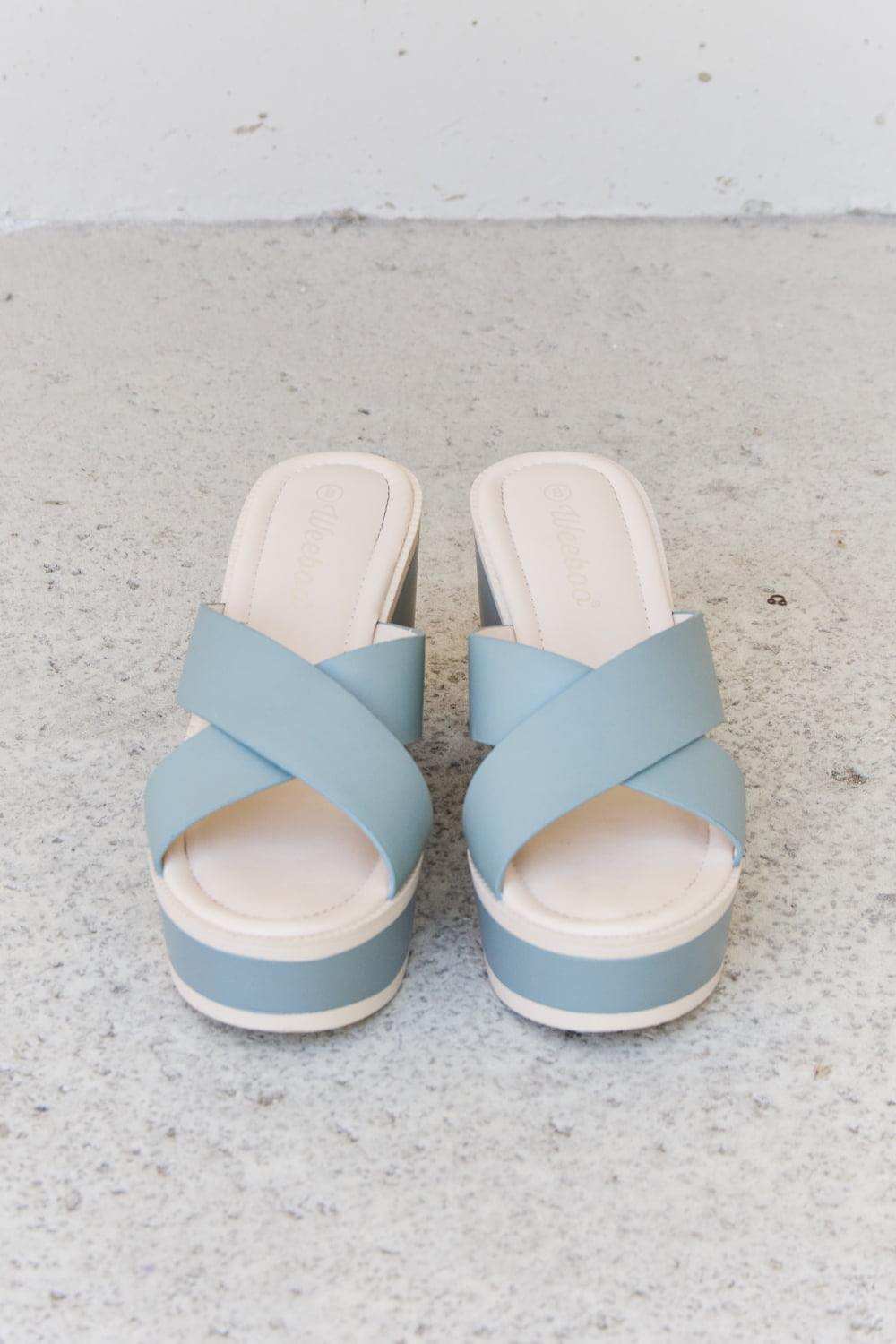 Weeboo Cherish The Moments Contrast Platform Sandals in Misty Blue - Trendsi - Flyclothing LLC