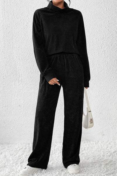 Ribbed Long Sleeve Top and Pants Set - Trendsi - Flyclothing LLC