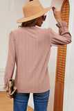 Eyelet V-Neck Flounce Sleeve T-Shirt - Trendsi - Flyclothing LLC