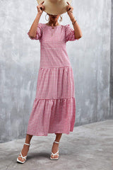 Printed Flounce Sleeve Tiered Dress - Trendsi - Flyclothing LLC