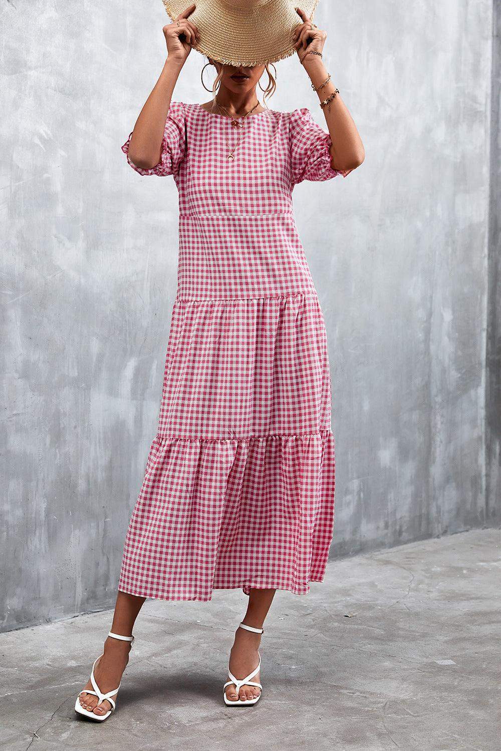 Printed Flounce Sleeve Tiered Dress - Trendsi - Flyclothing LLC