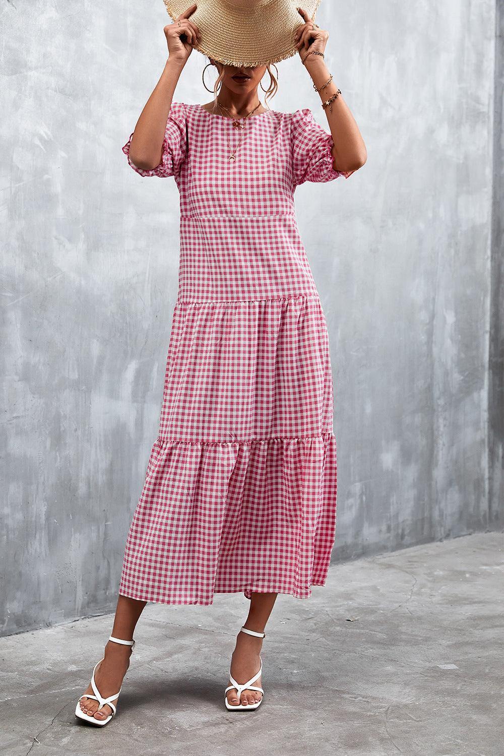 Printed Flounce Sleeve Tiered Dress - Trendsi