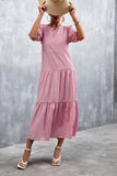 Printed Flounce Sleeve Tiered Dress - Trendsi