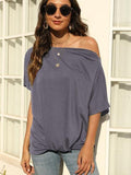 One Shoulder Short Sleeve T-Shirt - Trendsi