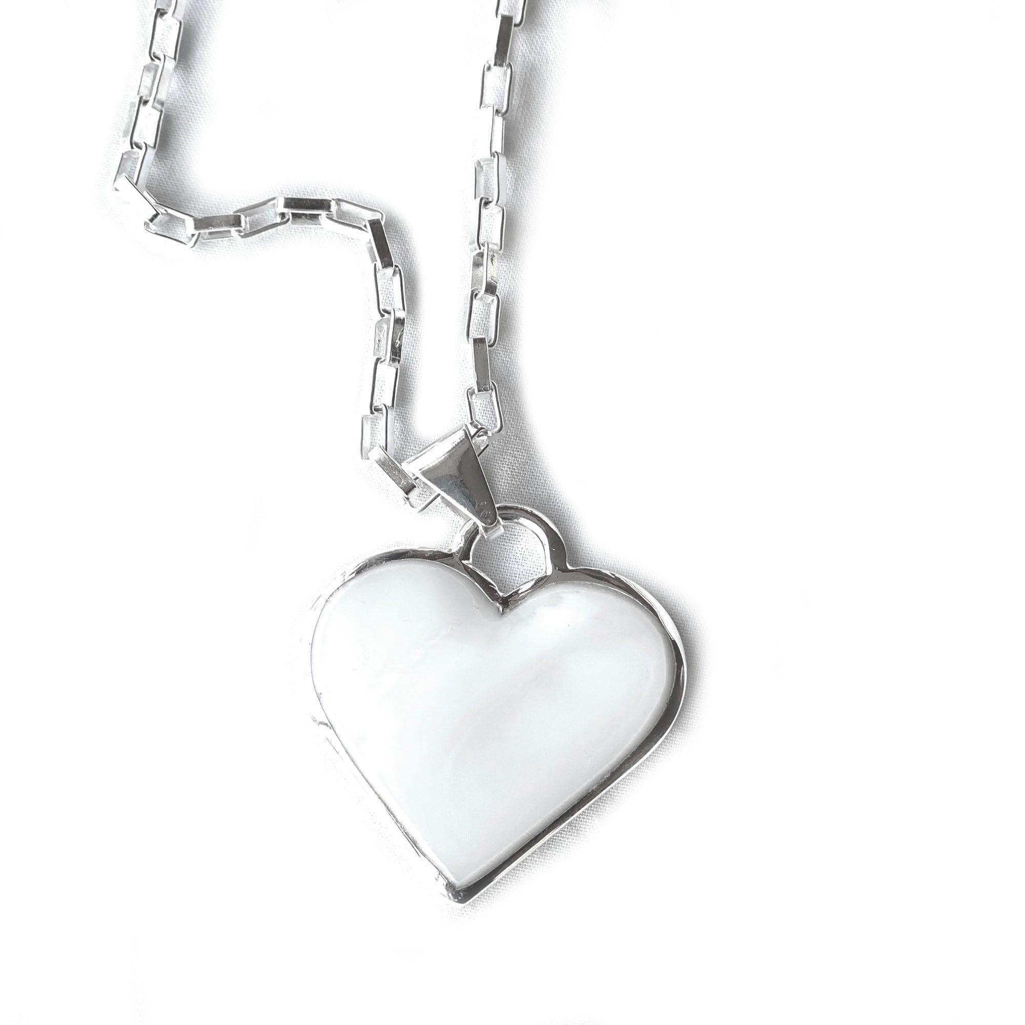 Corazon Blanco White Heart Pendant with Chain - Artisana