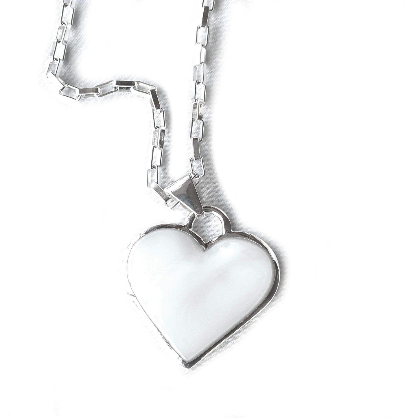 Corazon Blanco White Heart Pendant with Chain - Artisana - Flyclothing LLC