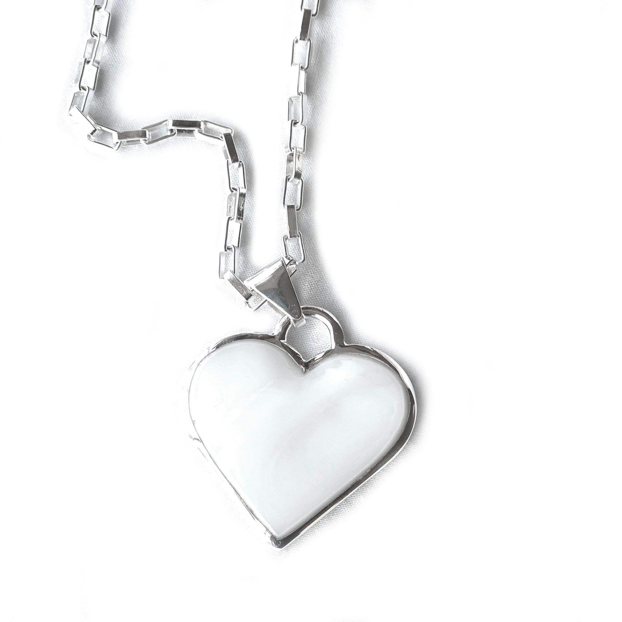 Corazon Blanco White Heart Pendant with Chain - Artisana - Flyclothing LLC