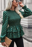 Smocked Flounce Sleeve Layered Blouse - Trendsi