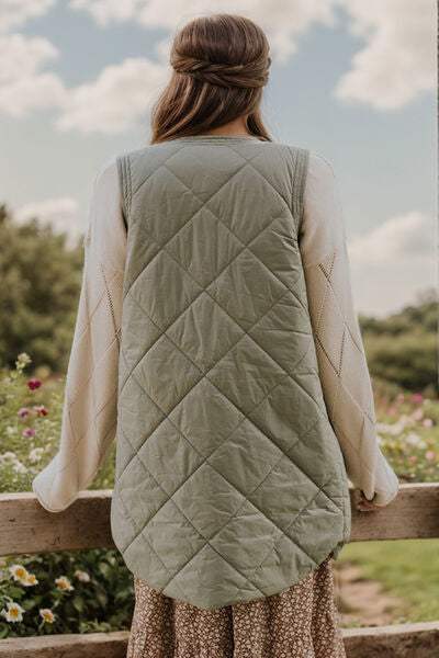 Button Up Pocketed Vest Coat - Trendsi - Flyclothing LLC