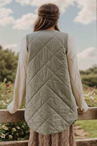 Button Up Pocketed Vest Coat - Trendsi - Flyclothing LLC