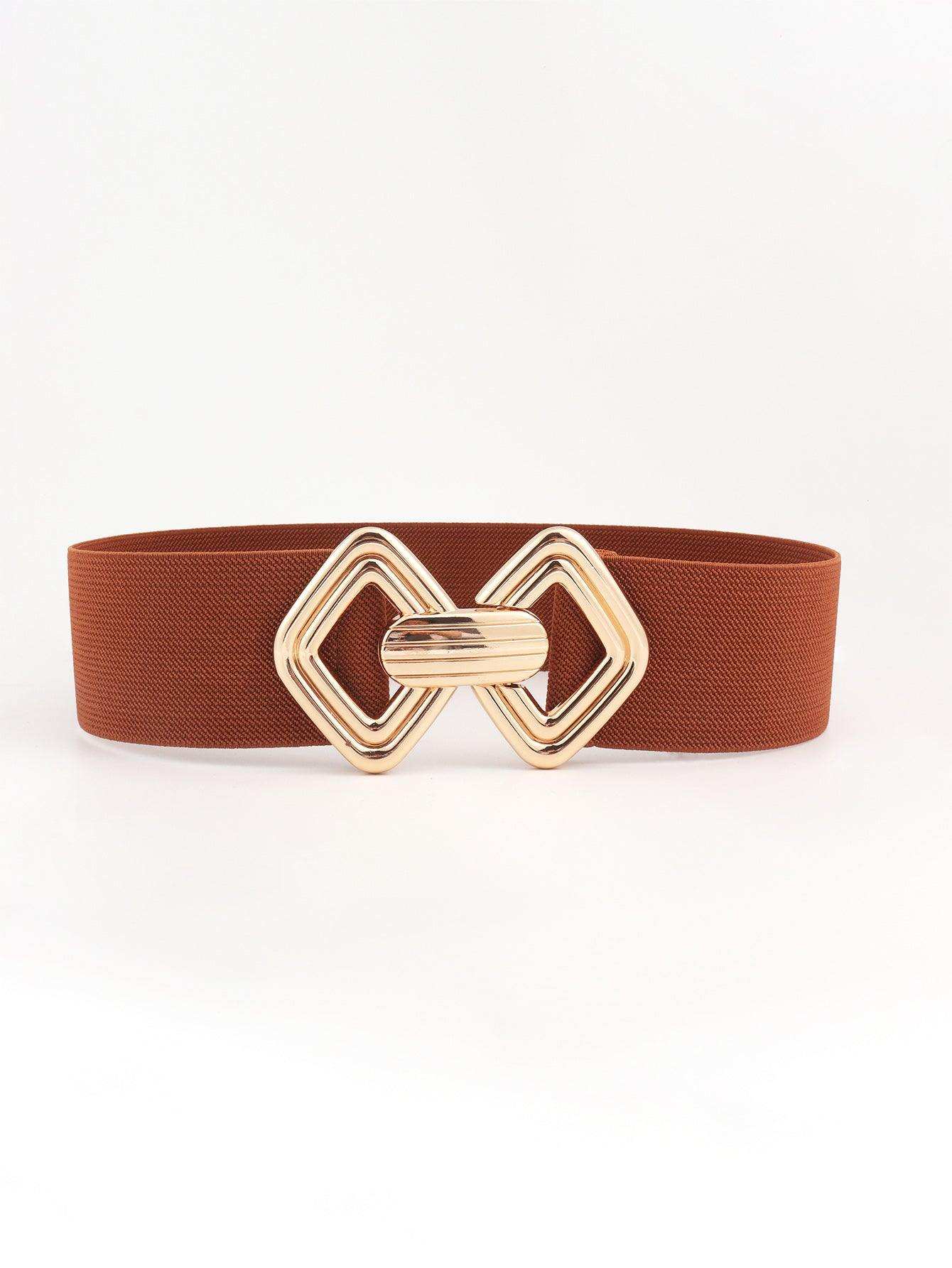 Geometric Buckle Elastic Wide Belt - Trendsi - Flyclothing LLC
