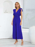 Ruffled Surplice Cap Sleeve Jumpsuit - Trendsi - Flyclothing LLC
