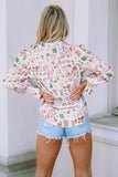 Printed Collared Neck Long Sleeve Shirt - Trendsi - Flyclothing LLC