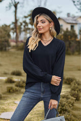 V-Neck Dropped Shoulder Blouse - Trendsi - Flyclothing LLC