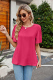 Pleated Flutter Sleeve Round Neck Blouse - Trendsi - Flyclothing LLC