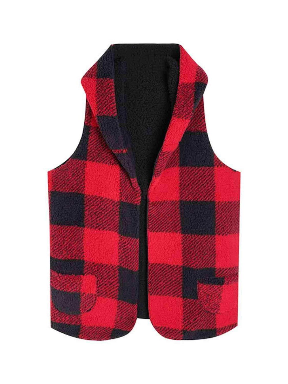 Plaid Hooded Vest - Trendsi - Flyclothing LLC