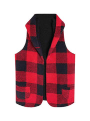 Plaid Hooded Vest - Trendsi