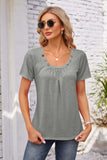 Decorative Button Scoop Neck T-Shirt - Trendsi - Flyclothing LLC