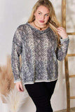 Hailey & Co Full Size Snakeskin V-Neck Long Sleeve Top - Trendsi - Flyclothing LLC